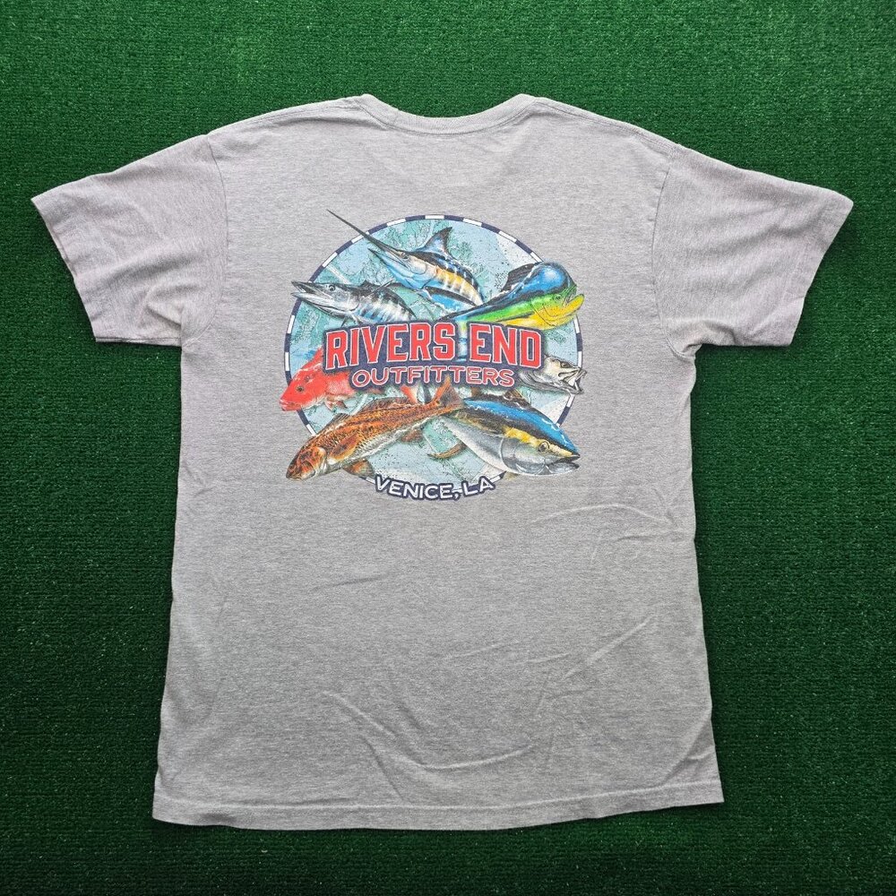 Red Tuna Tshirt Mens Large Gray Short Sleeve Rivers End Outfitters Venice‎ LA